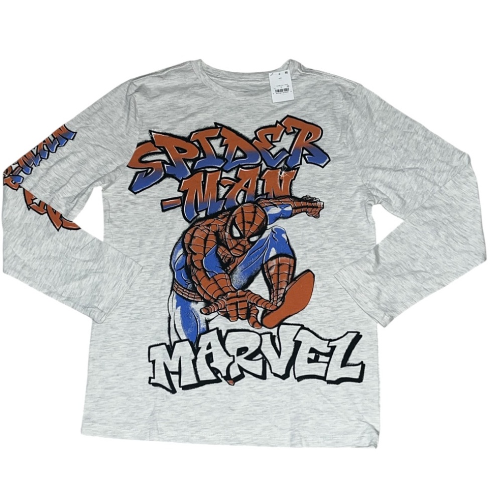 Marvel Spider-Man Kids Gray and Blue Long Sleeve Tee